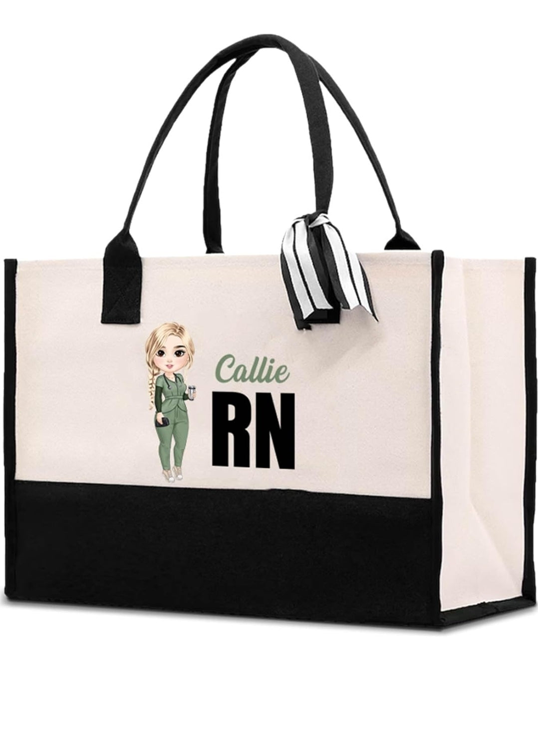 Personalized RN Canvas Tote Bag