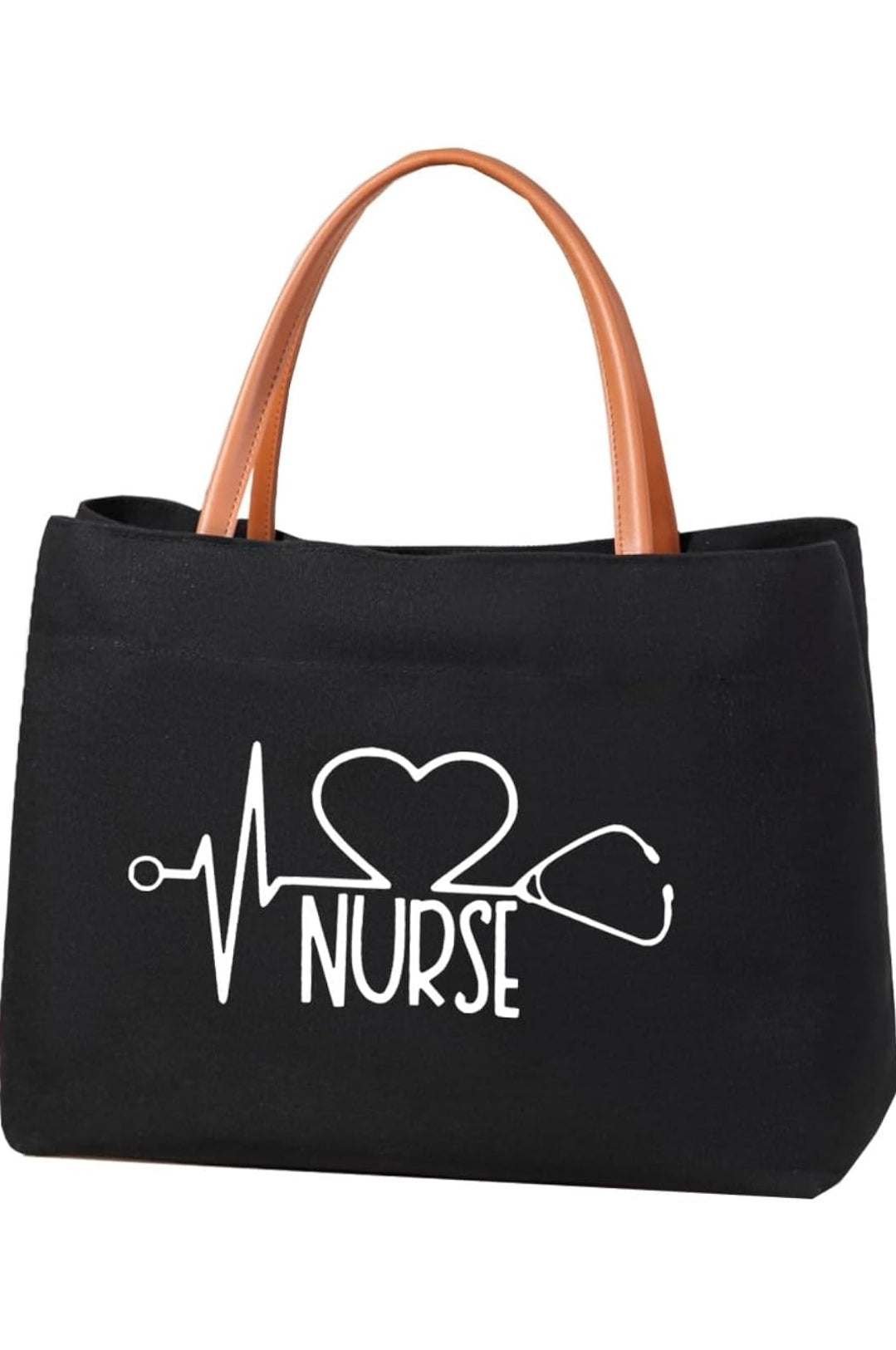 Nurse Canvas Tote Bag with Heartbeat Design